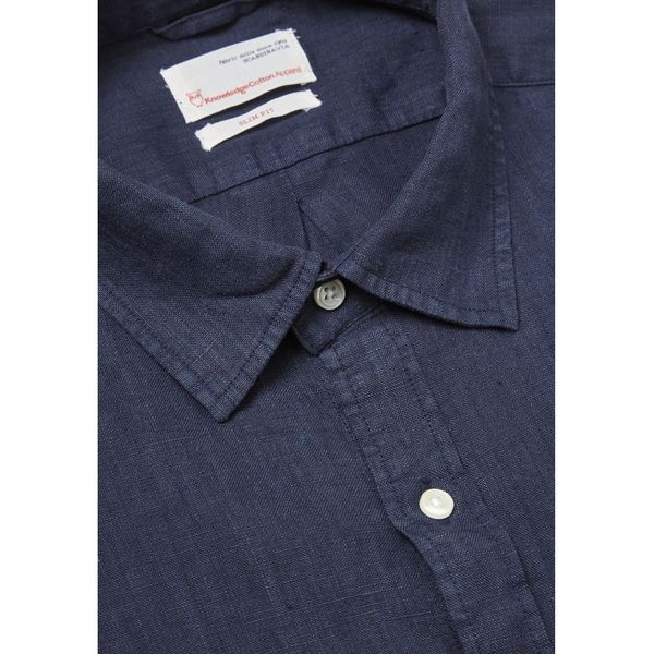 knowledge cotton apparel Fabric dyed linen shirt in total eclipse knowledge cotton apparel Fabric dyed linen shirt in total eclipse