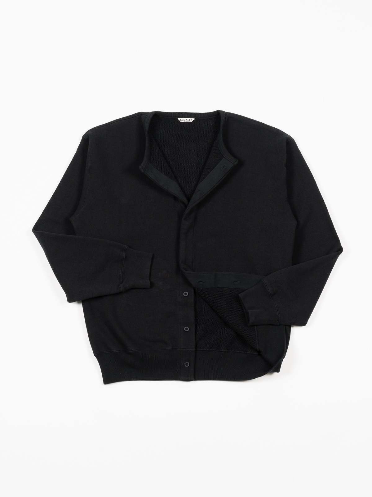 Auralee Heavy BD Sweat Cardigan - Black | Garmentory