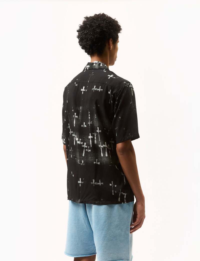 Aries Arise Graveyard Hawaiian Short Sleeve Shirt - Black