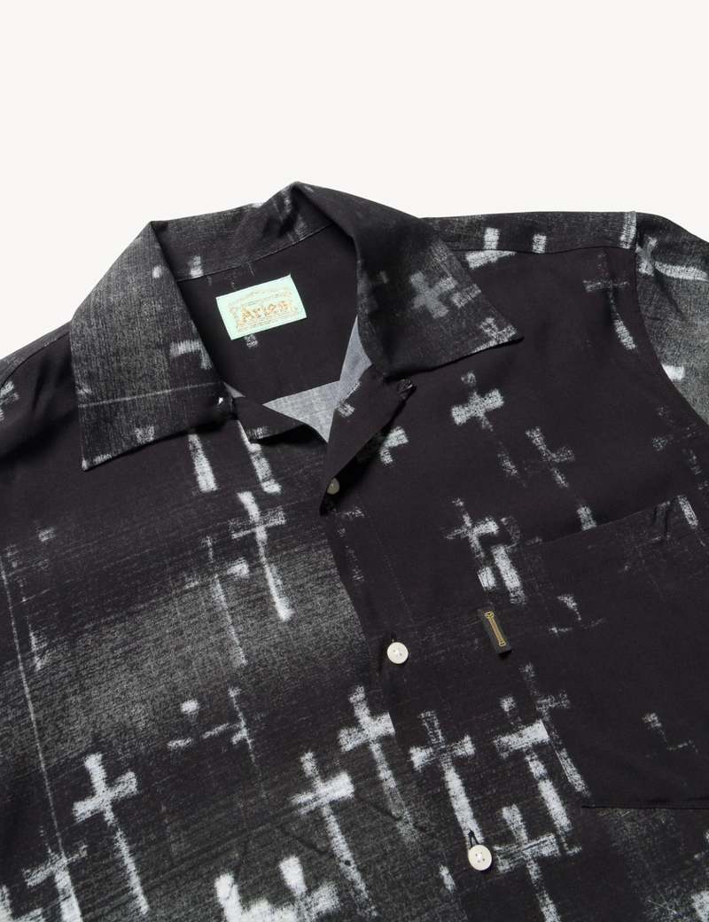 Aries Arise Graveyard Hawaiian Short Sleeve Shirt - Black