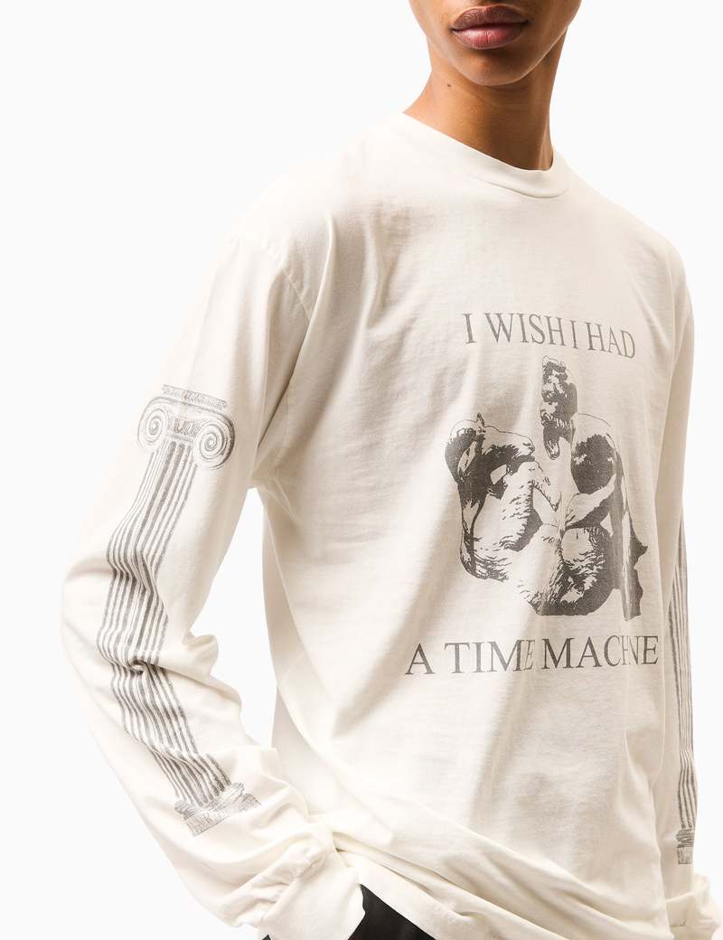 【ARIES】Time Machine LS Tee / Stained White Aries Time Machine Long Sleeve T-Shirt - Ecru | Garmentory