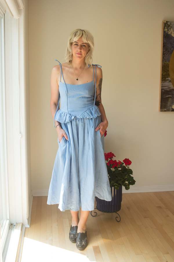 Eliza Faulkner Tessa Dress - Blue Linen