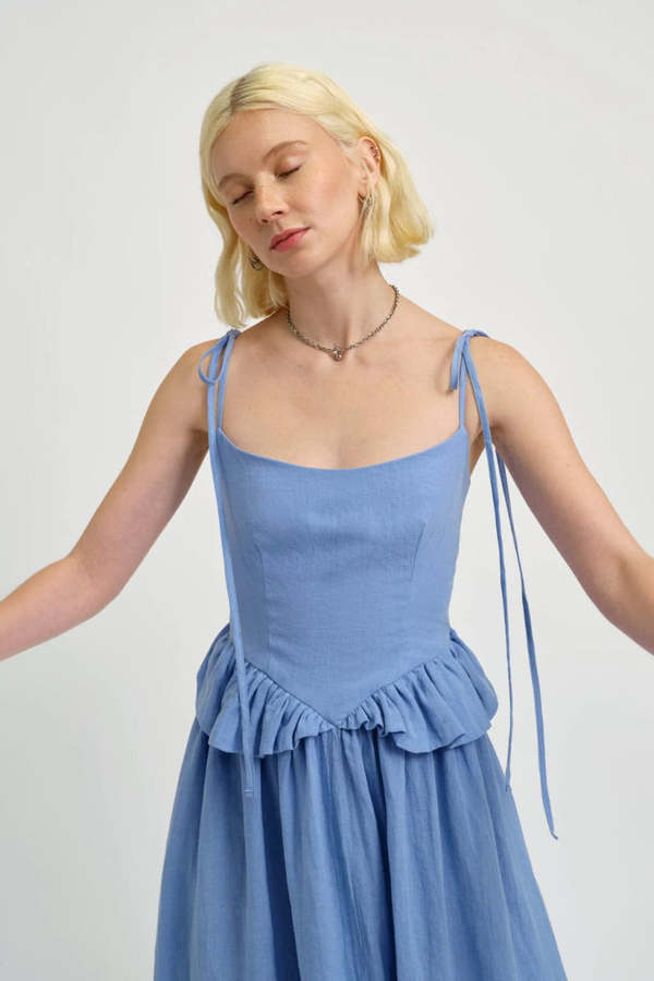 Eliza Faulkner Tessa Dress - Blue Linen