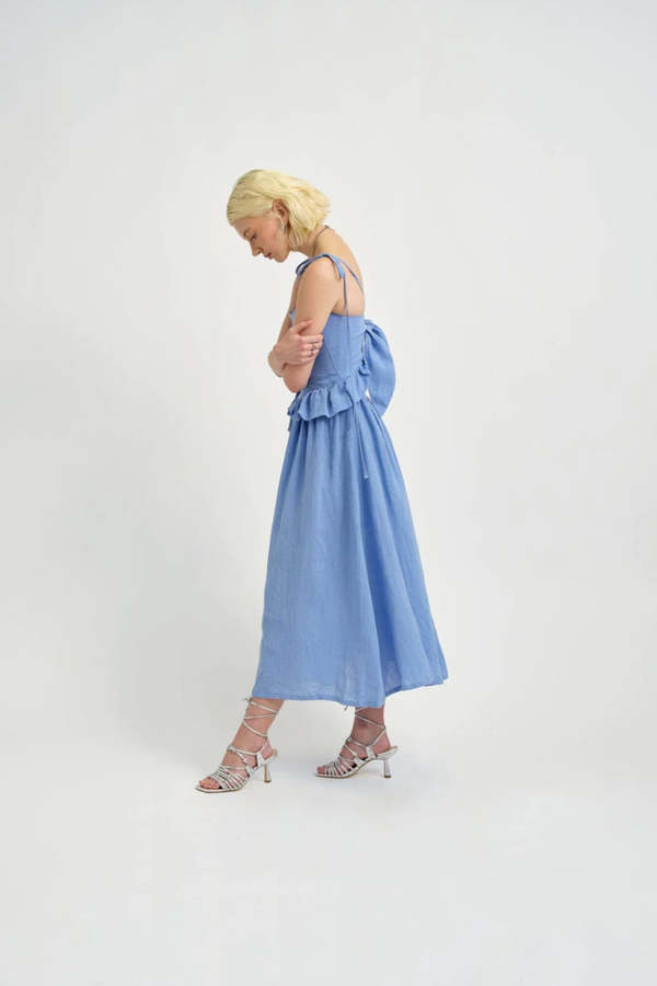 Eliza Faulkner Tessa Dress - Blue Linen