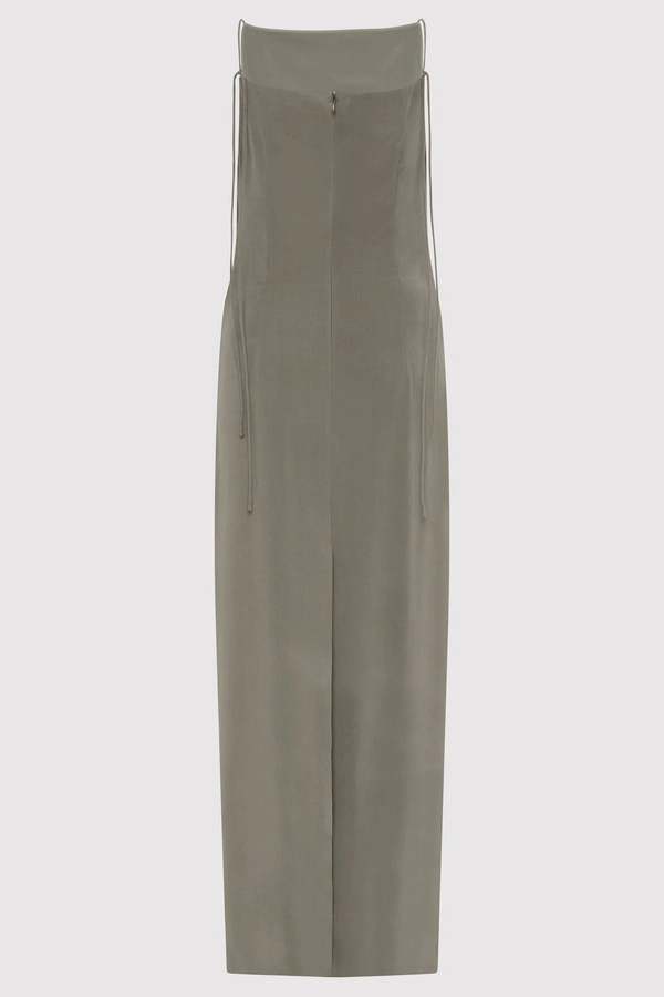 St. Agni Silk Tuck Dress - Smokey Olive | Garmentory