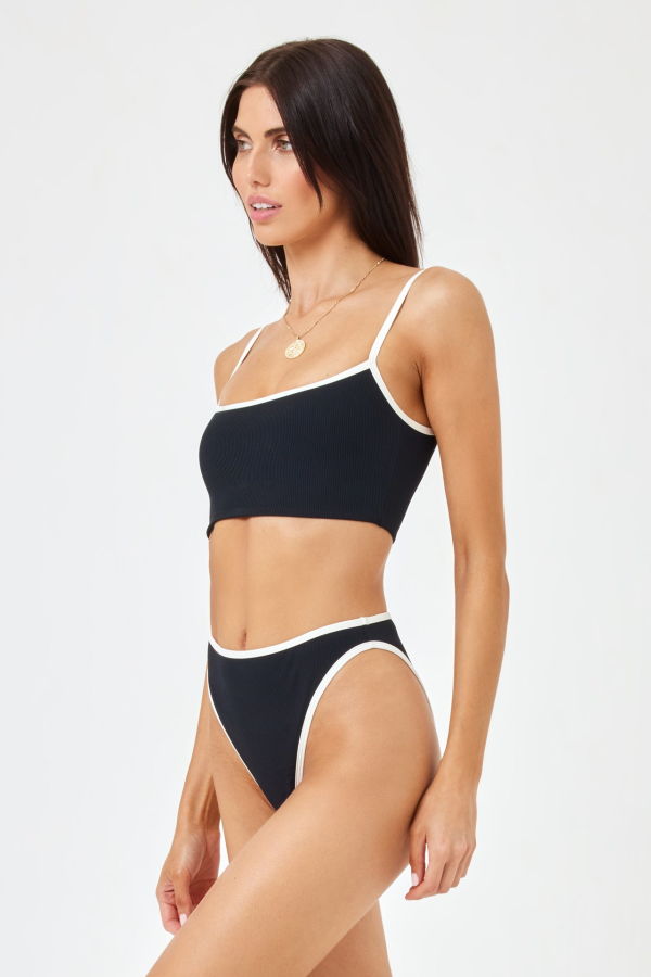 L*Space Ribbed Adalyn Bikini Top - Black/Cream