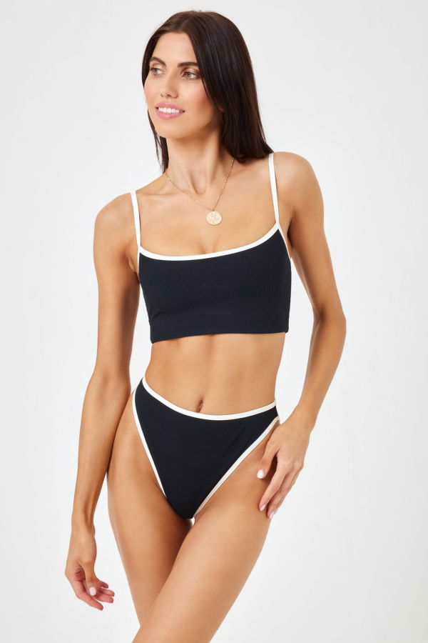 L*Space Ribbed Adalyn Bikini Top - Black/Cream
