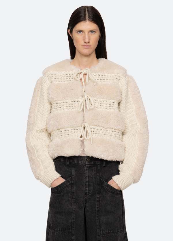 ◆SEA◆Gisele faux shearling&crocheted ウールジャケット◆ Sea Gisele Faux Fur Jacket | Bloomingdale's