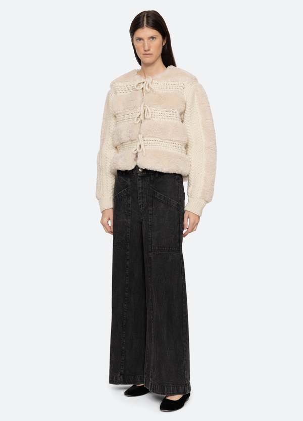 （US発）Sea NEW YORK ジゼル フェイクファー コンボ ジャケット Sea Gisele Faux Fur Applique Jacket | Shopbop