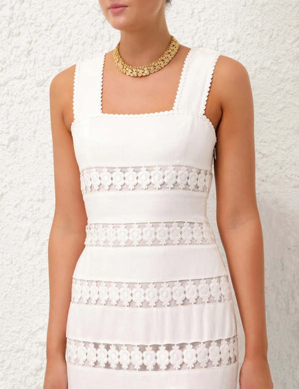 Zimmermann Pop Trimmed Midi Dress - Ivory | Garmentory