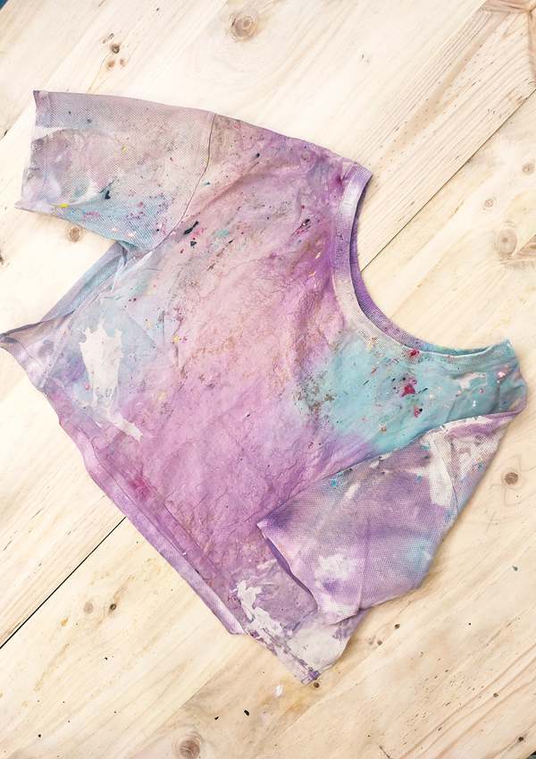 Berenik HANDPAINTED FEMALE  T SHIRT - creme mesh painted