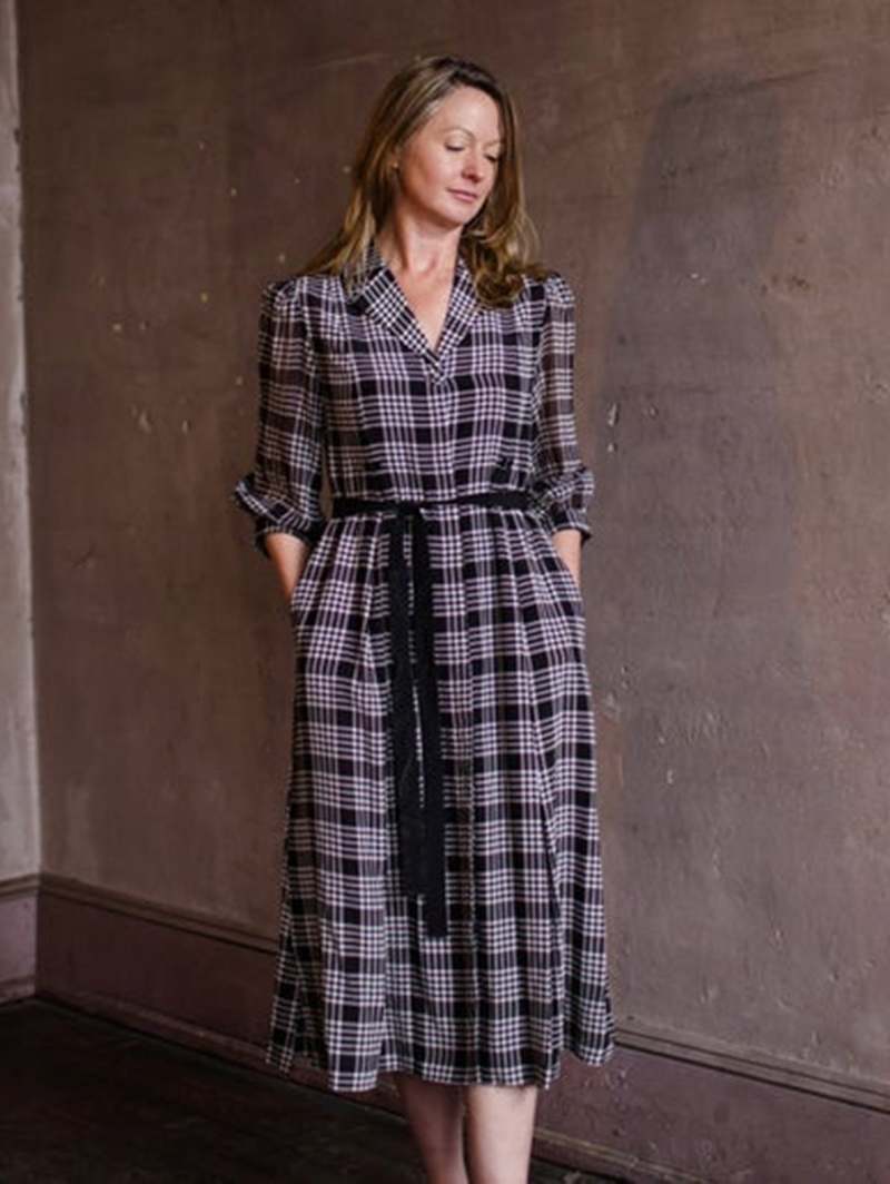 knee length dresses for ladies Houndstooth Midi Dress M main image 1
