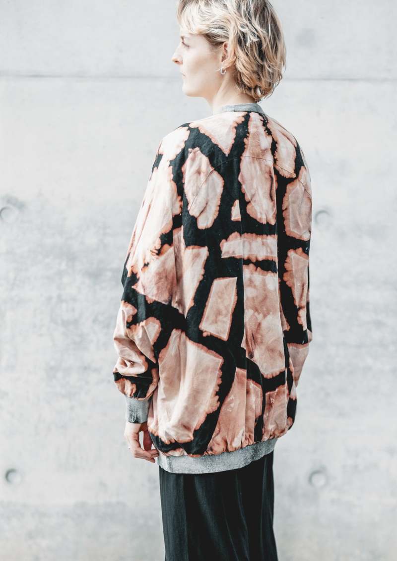 Berenik HANDPAINTED VINTAGE PILOT V NECK LINEN JACKET - black painted
