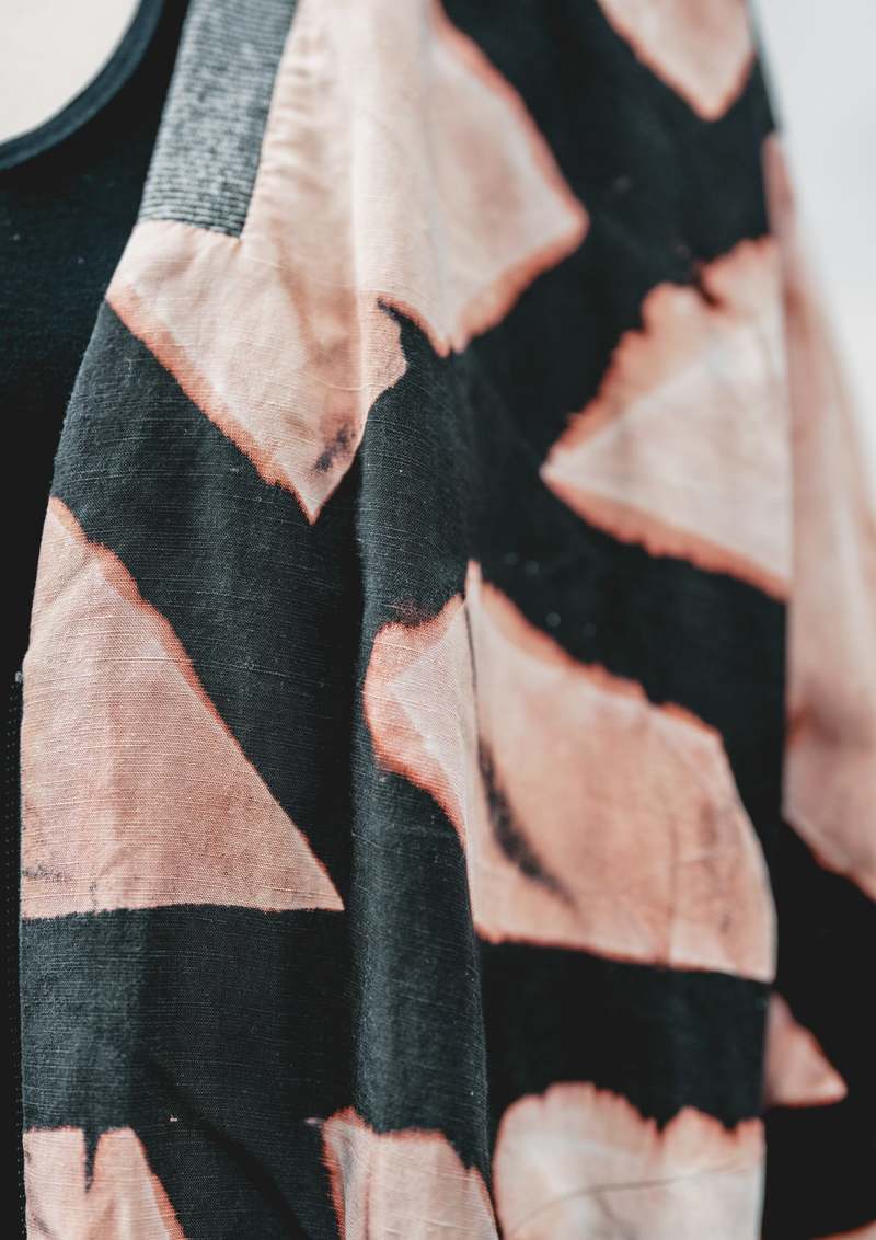 Berenik HANDPAINTED VINTAGE PILOT V NECK LINEN JACKET - black painted