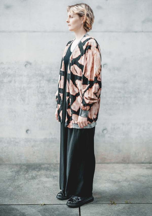 Berenik HANDPAINTED VINTAGE PILOT V NECK LINEN JACKET - black painted