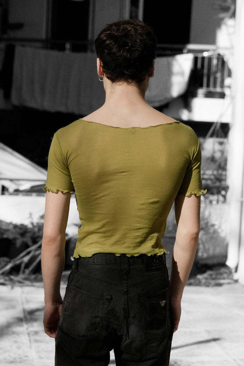 Baserange Gerrymandered Organic Cotton Gauze Tee - Brace