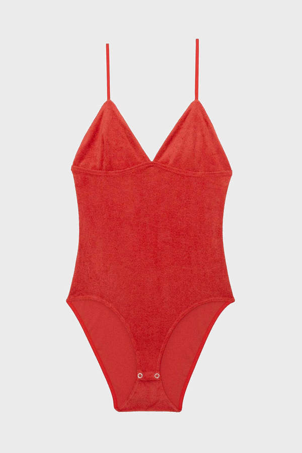 Baserange Mississippi Ecovero Velour Bodysuit - Mino Red | Garmentory