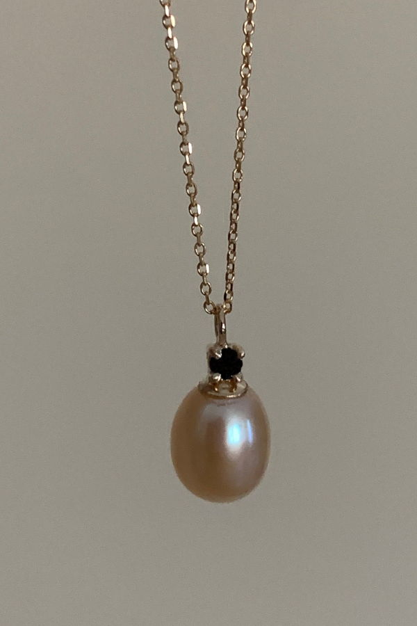 Concrete Collective NYC Diamond and Pearl Necklace - Black/Blush