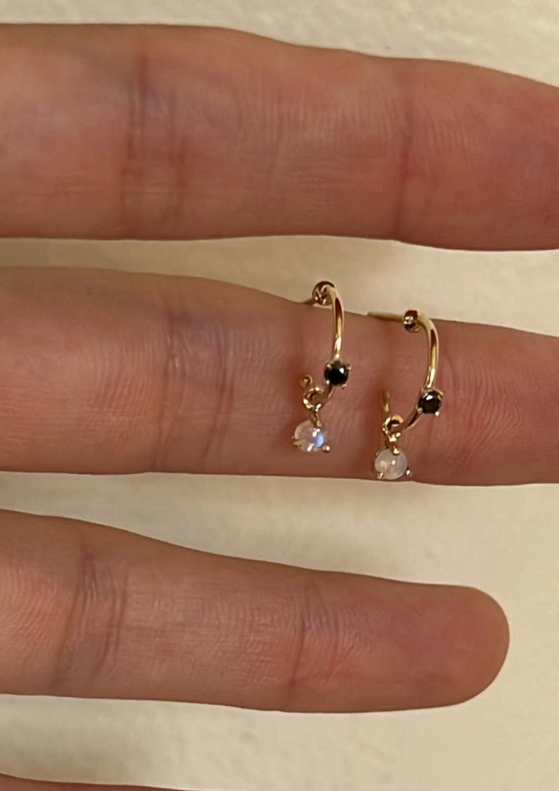Concrete Collective NYC Black Diamond and Moonstone Hoops Concrete Collective NYC Black Diamond and Moonstone Hoops