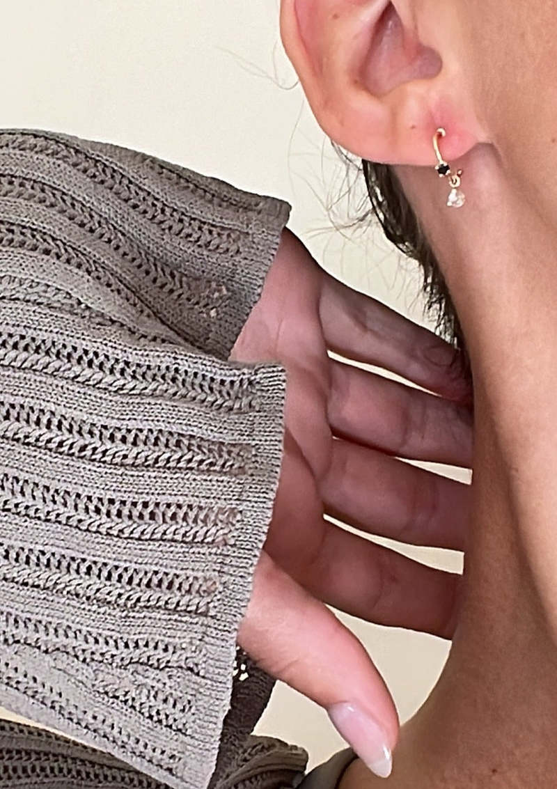Concrete Collective NYC Black Diamond and Moonstone Hoops Concrete Collective NYC Black Diamond and Moonstone Hoops