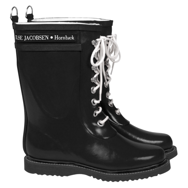 Classic Rubber Boot With Laces, Black Classic Rubber Boot With Laces, Black