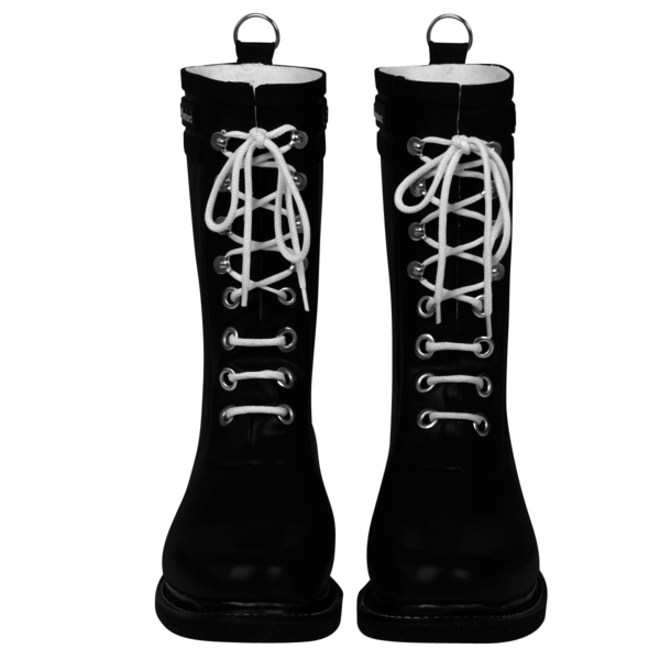 Classic Rubber Boot With Laces, Black Classic Rubber Boot With Laces, Black