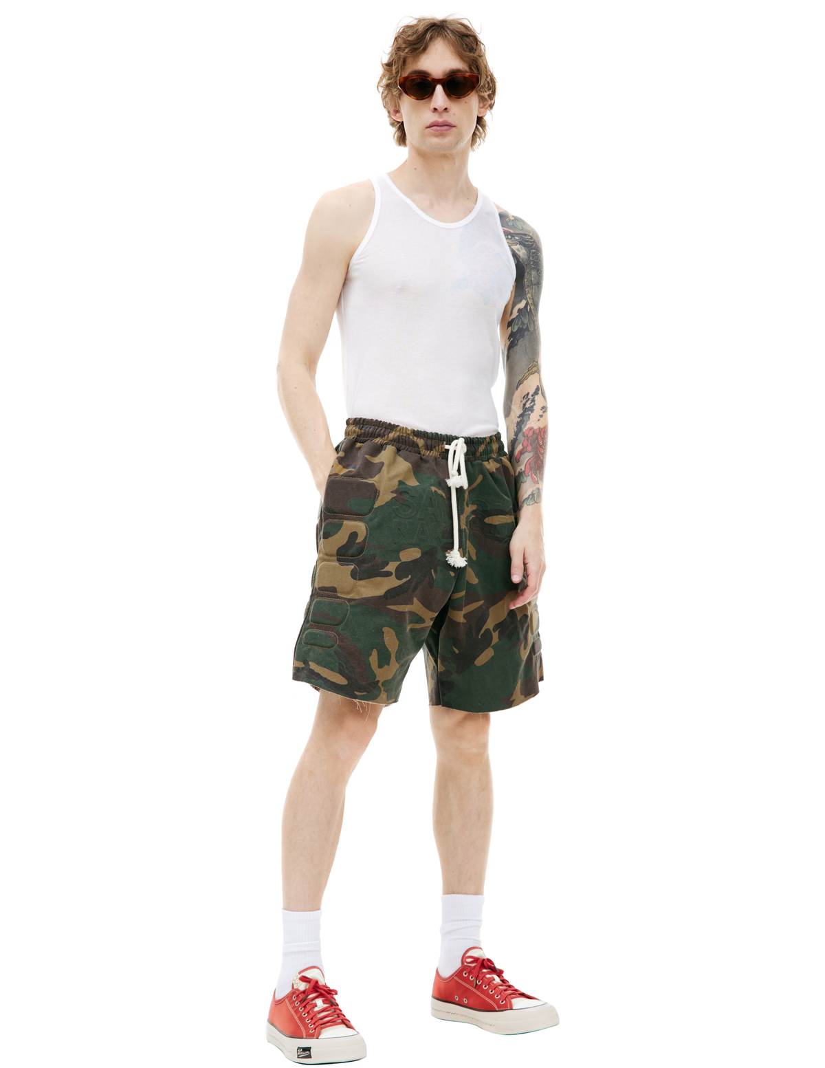 Satoshi Nakamoto Camo Moto Shorts - Khaki | Garmentory