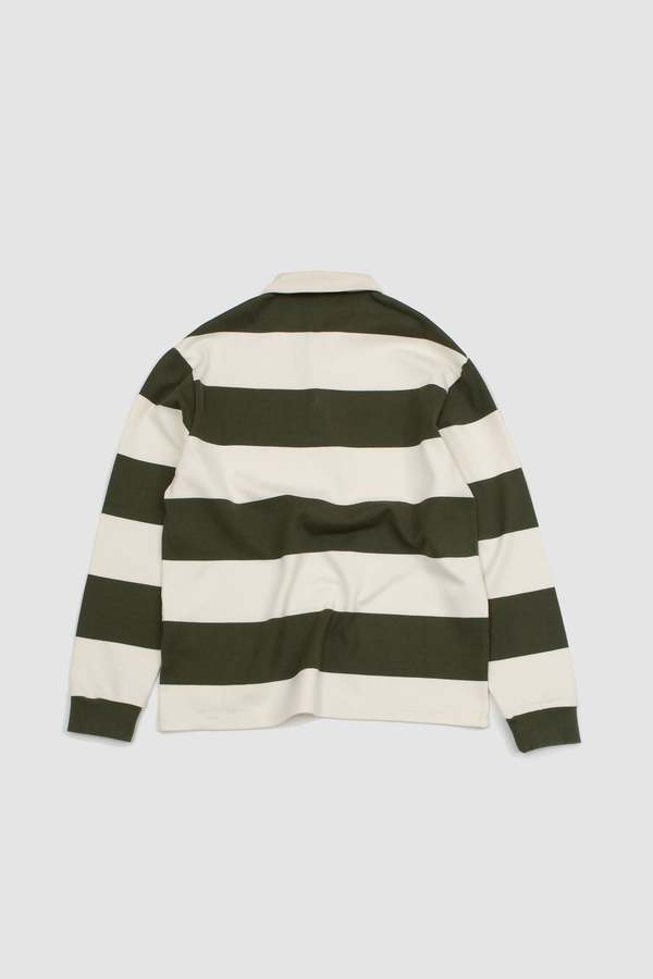 Another Aspect Rugby Polo - Green/Ecru Stripe | Garmentory