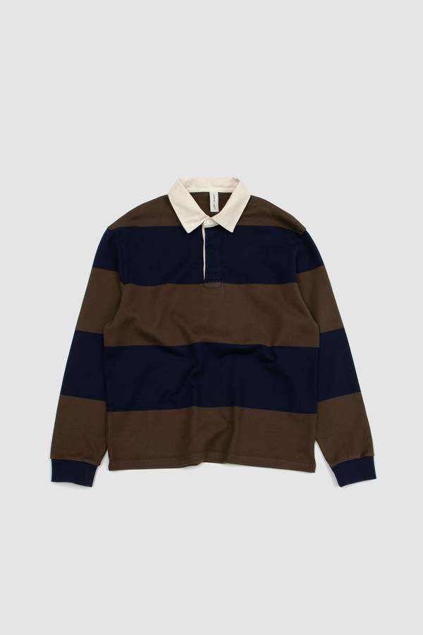 【新品未使用】ANOTHER ASPECT RUGBY POLO 1.0 ANOTHER Rugby Polo 1.0, Navy Brown Stripe - ANOTHER ASPECT