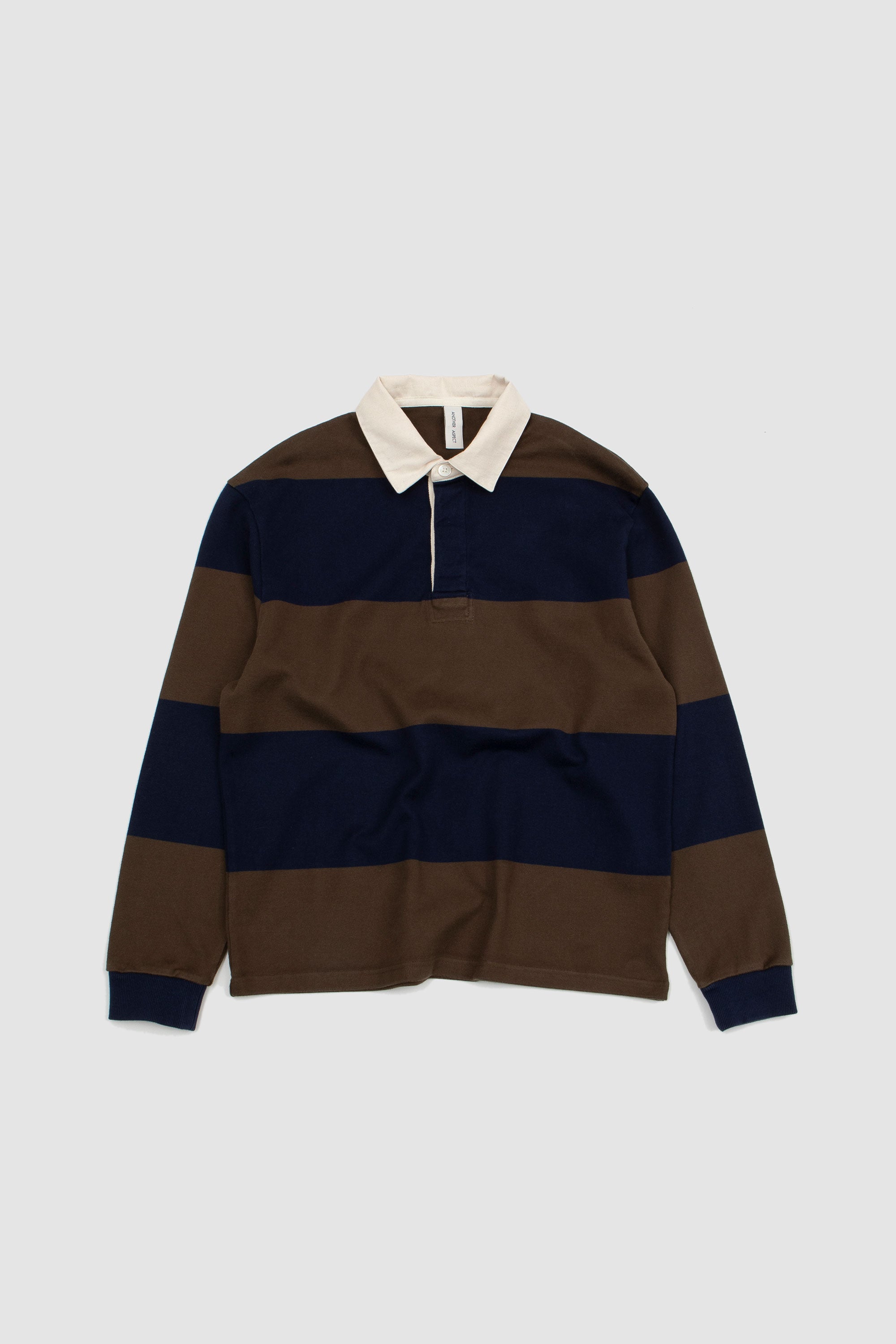 Another Rugby Polo 1.0 - Navy/Brown Stripe | Garmentory