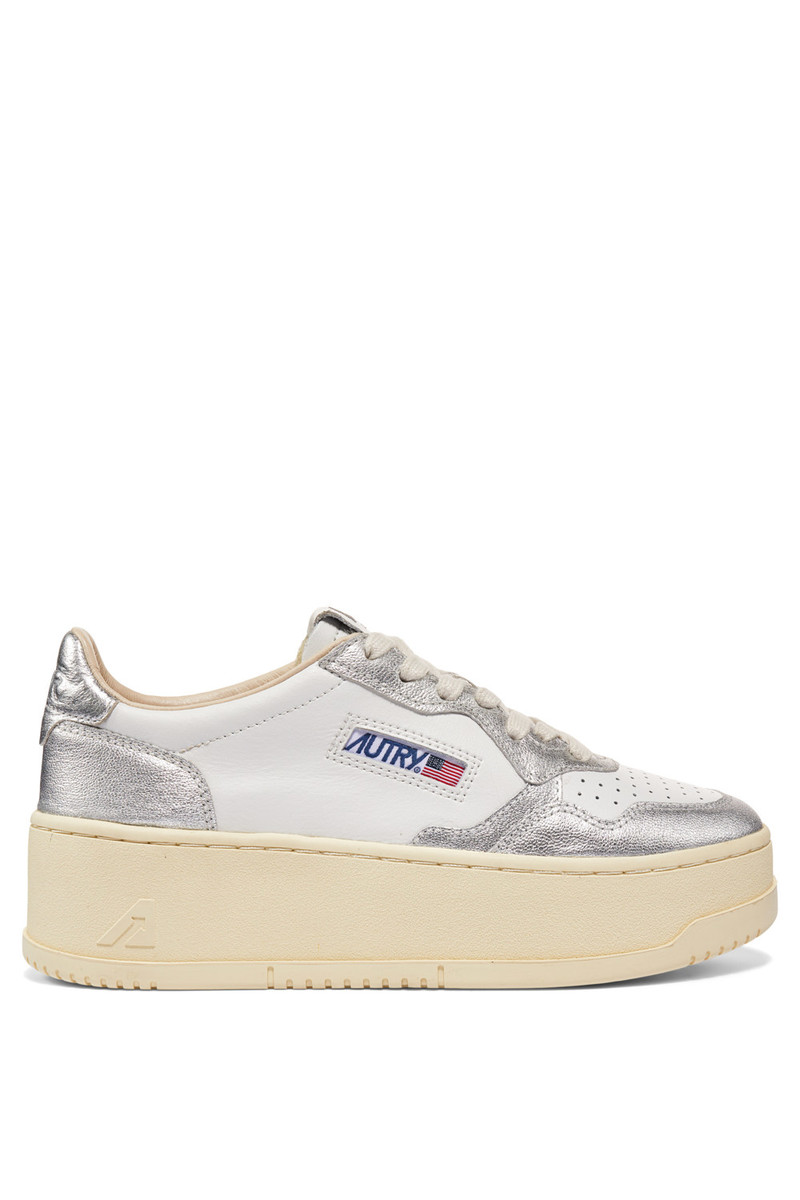 スニーカー Autry PLATFORM LOW WOM LEAT/LEAT WHT/SILVER White Autry Platform Low Leather Sneaker - White Silver | Garmentory