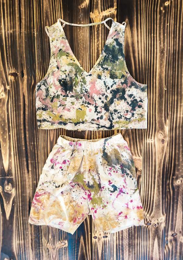 Berenik HANDPAINTED CROPPED TOP - creme painted