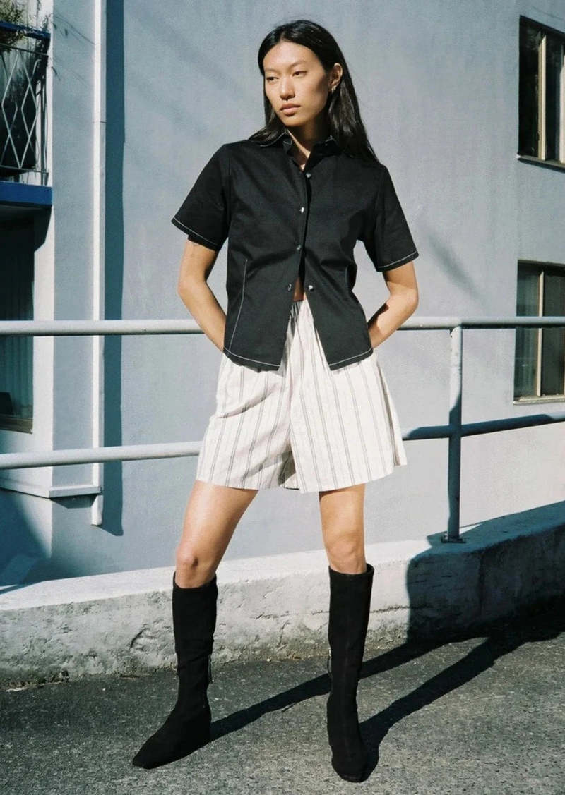 A Bronze Age Mary Top - Black Twill