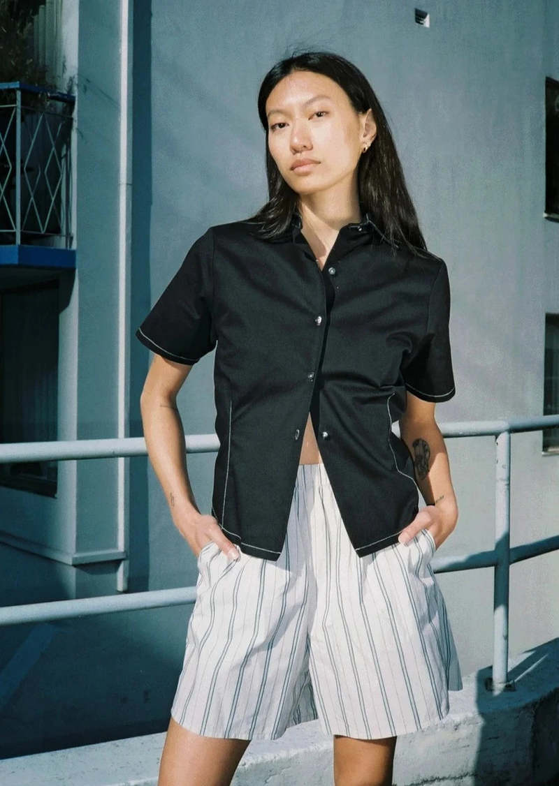 A Bronze Age Mary Top - Black Twill