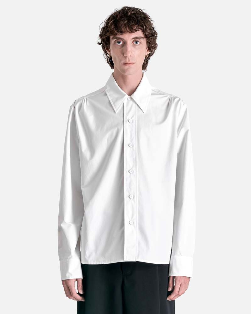 Jil Sander Heavy Organic Cotton Poplin Long Sleeve Shirt - White 
