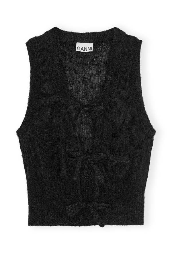 Ganni Light Mohair Tie String Vest - Black | Garmentory