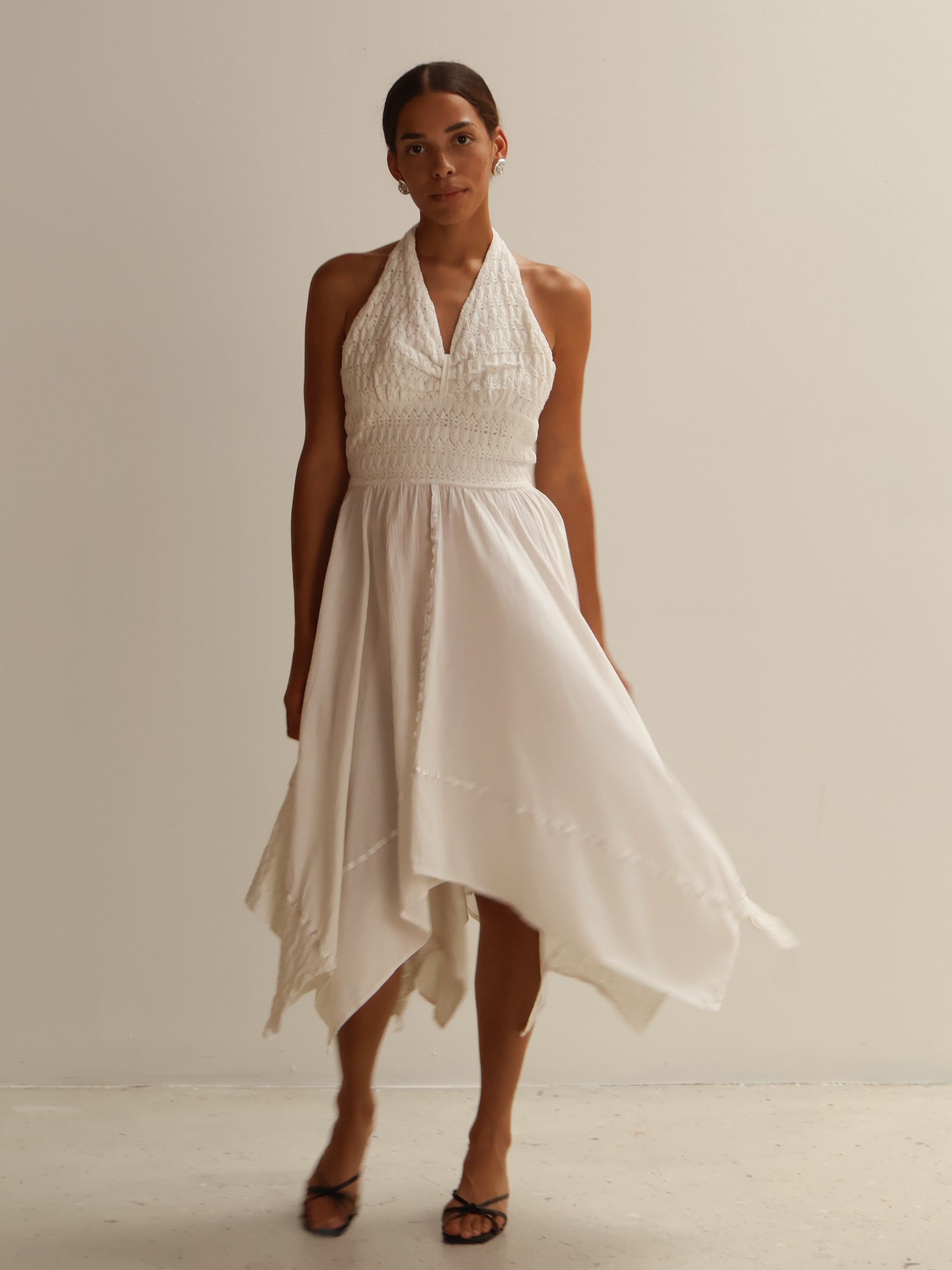 vintage white halter dress Crochet RSH-03.25.26