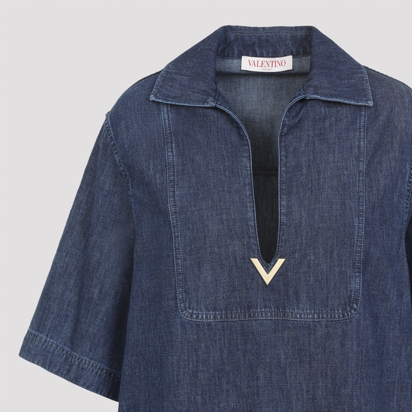 valentino denim dress VGold chambray denim shirt dress in blue - Valentino