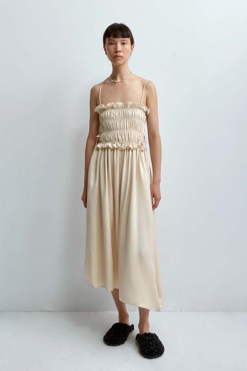 【送料&関税込】CourrA¨ges Dress In Beige Cotton Courrèges Dress Size 38 FR
