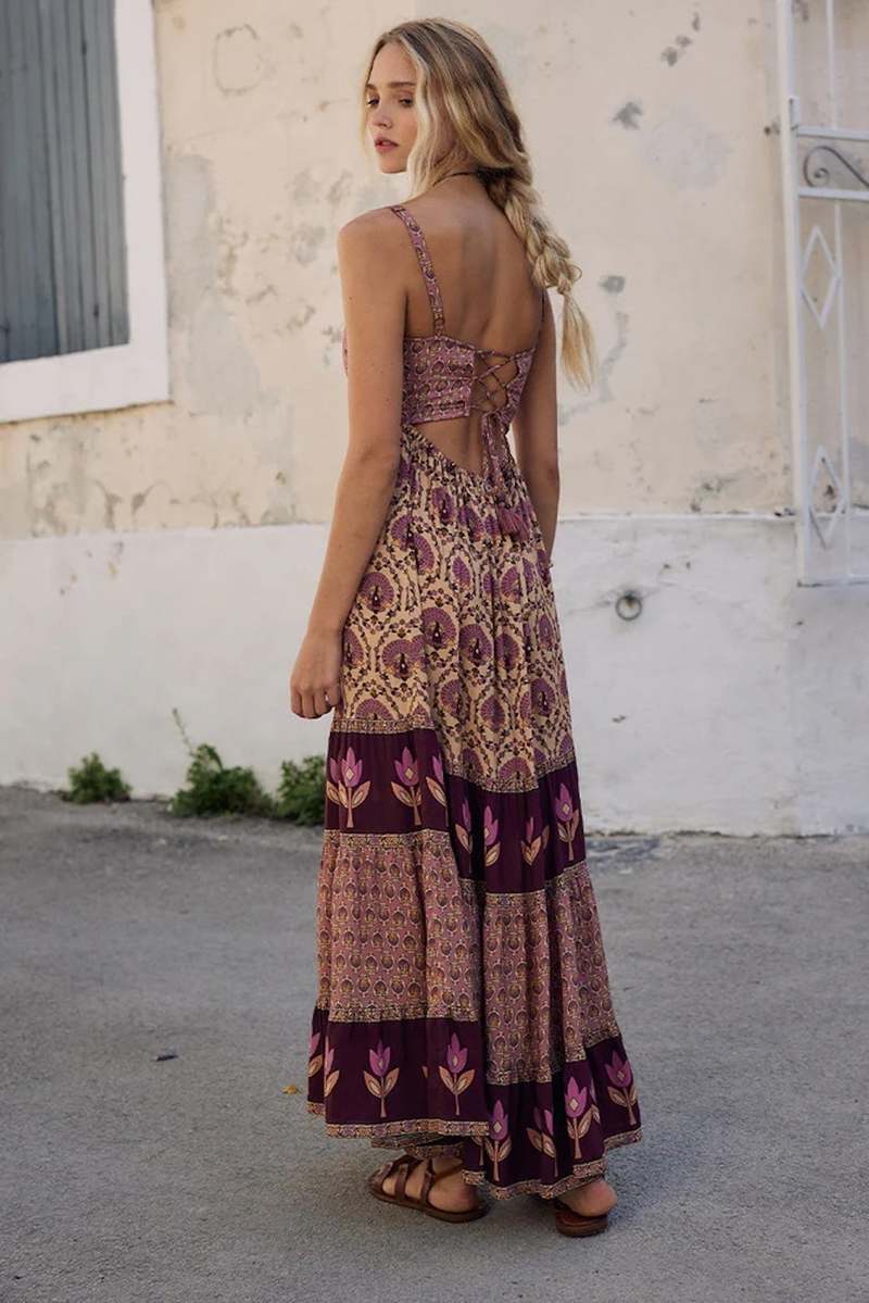 SPELL & THE GYPSY COLLECTIVE Chteau Quilted Strappy Maxi Dress - Grape |  Garmentory