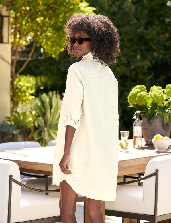 Frank&amp;Eileen / フランクアンドアイリーン | MARY マリー リネン ロングシャツ | XS | ホワイト | レディース Frank & Eileen Mary Shirtdress in White Famous Denim - Bliss Boutiques
