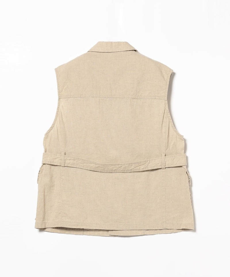 Beams Boy Cotton Linen Norfolk Vest - Beige Beams Boy Cotton Linen Norfolk Vest - Beige