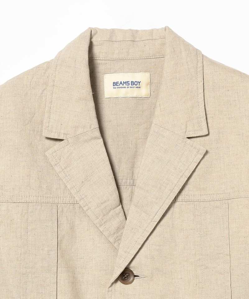Beams Boy Cotton Linen Norfolk Vest - Beige Beams Boy Cotton Linen Norfolk Vest - Beige