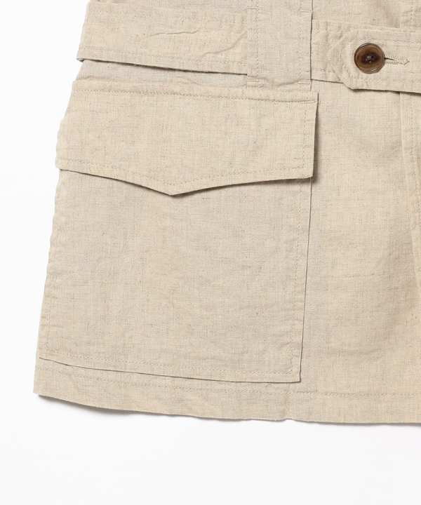 Beams Boy Cotton Linen Norfolk Vest - Beige Beams Boy Cotton Linen Norfolk Vest - Beige