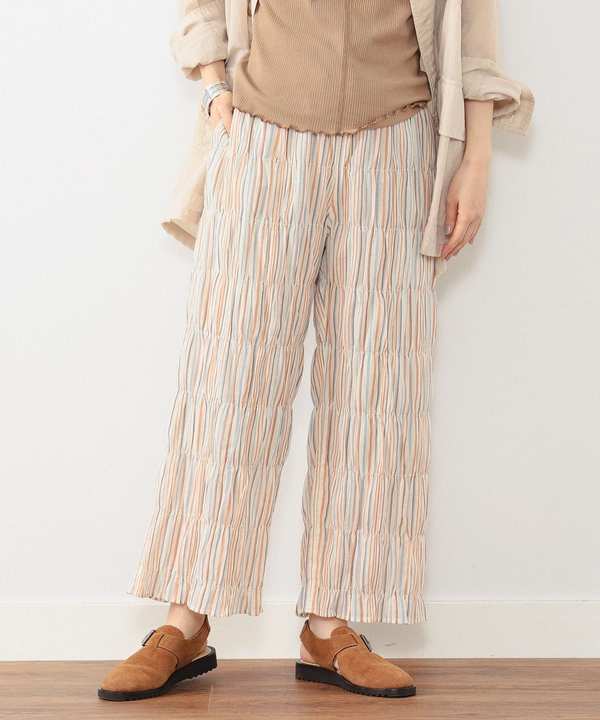 Beams Boy Multi Stripe Shirring Easy Pants - Cream Beams Boy Multi Stripe Shirring Easy Pants - Cream