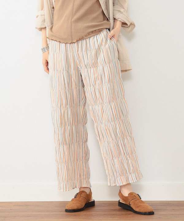 Beams Boy Multi Stripe Shirring Easy Pants - Cream Beams Boy Multi Stripe Shirring Easy Pants - Cream