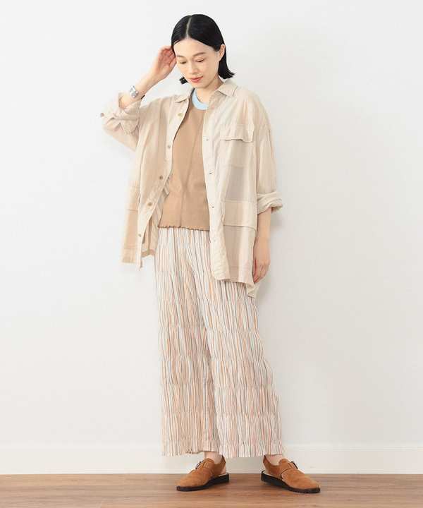 Beams Boy Multi Stripe Shirring Easy Pants - Cream Beams Boy Multi Stripe Shirring Easy Pants - Cream