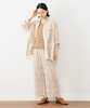 Beams Boy Multi Stripe Shirring Easy Pants - Cream - Thumbnail 10