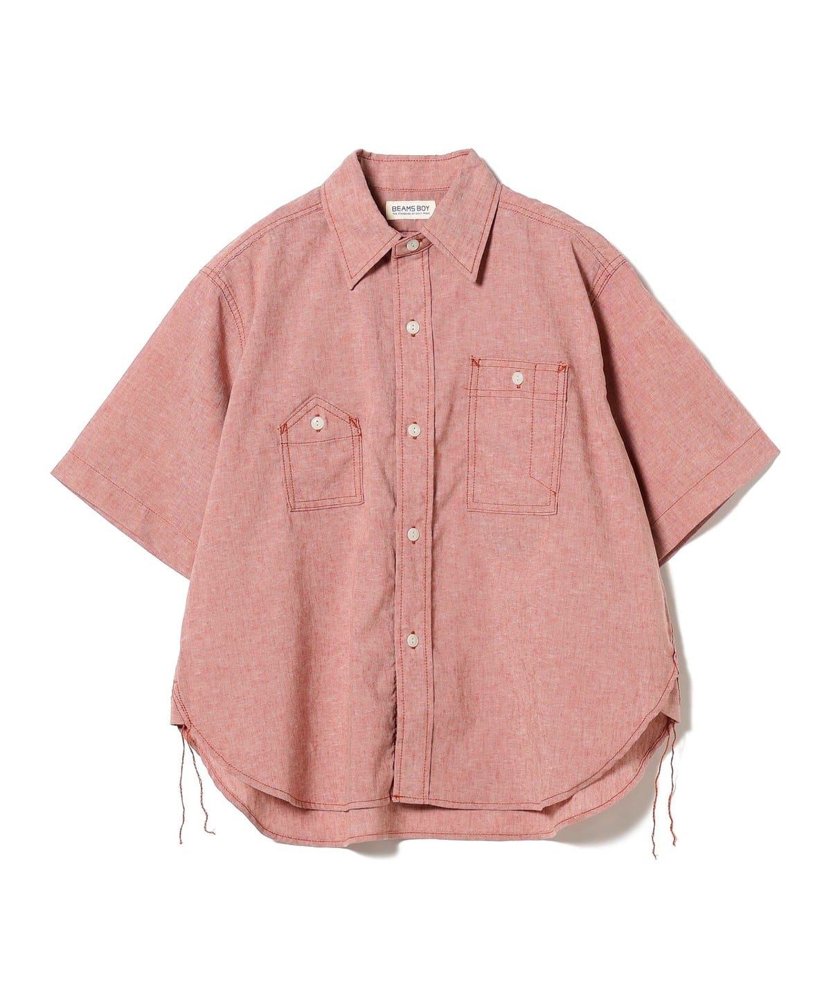 Beams Boy Polyester Linen Work Shirt - Red | Garmentory