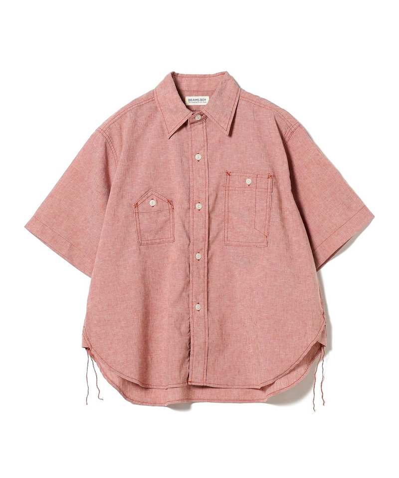 Beams Boy Polyester Linen Work Shirt - Red